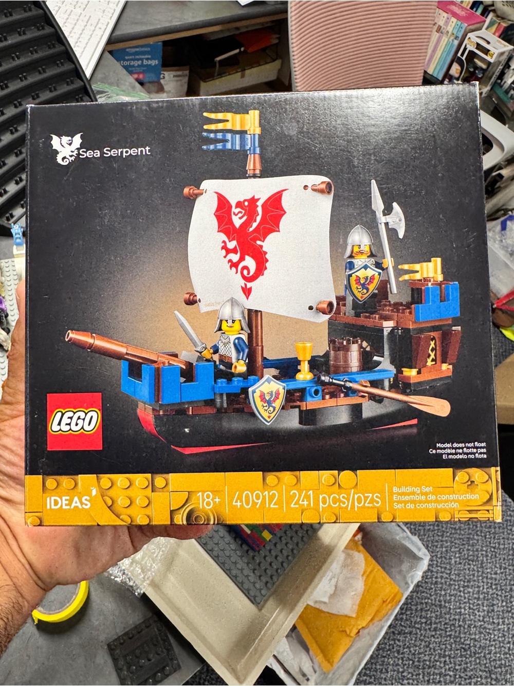 LEGO Sea Serpent Medieval Boat in Blue, White, Red, Brown, Gold OPEN BOX SEALED